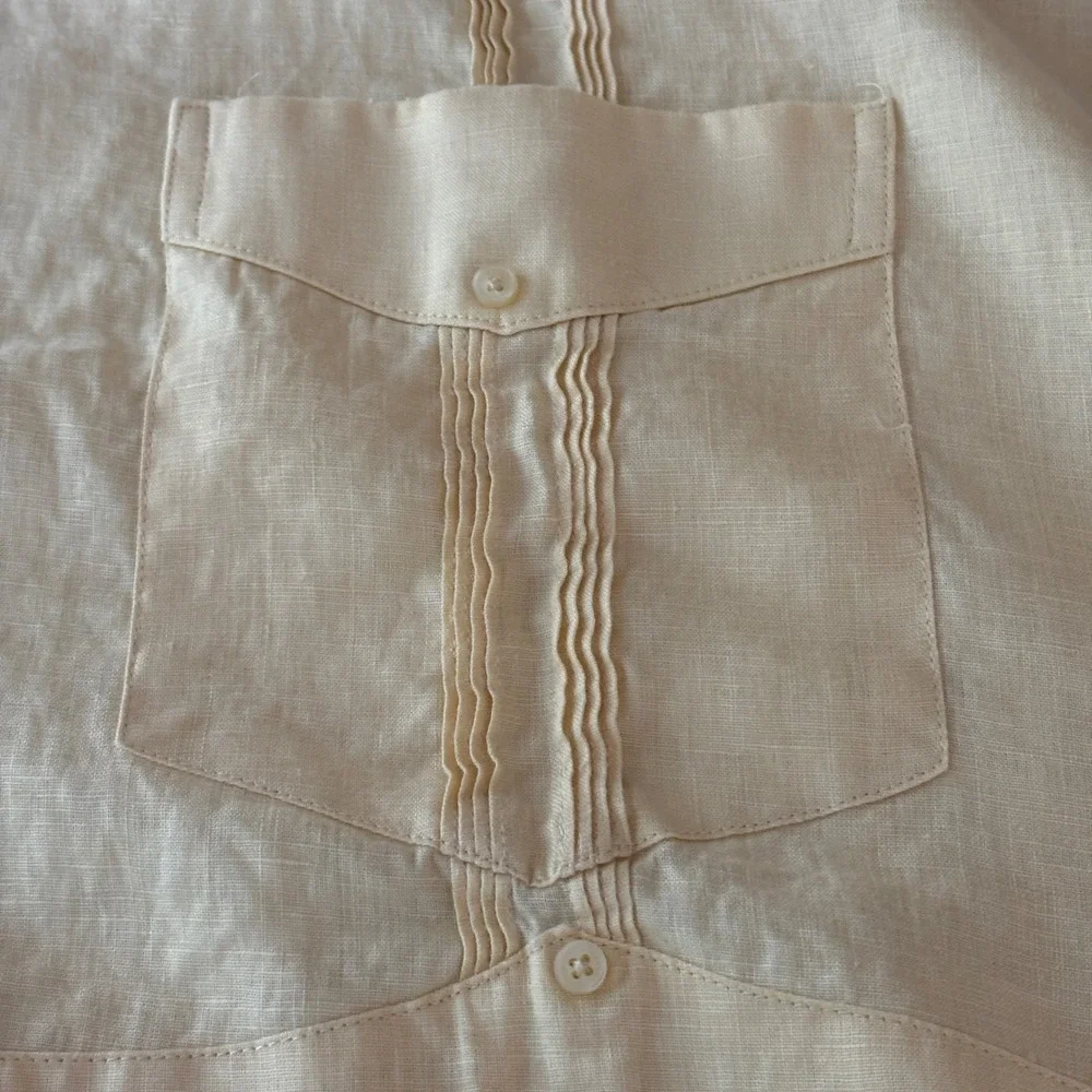 Cubavera Guayabera Shirt Men 4XLT Yellow Linen Long Sleeve Pintuck Coastal Boho